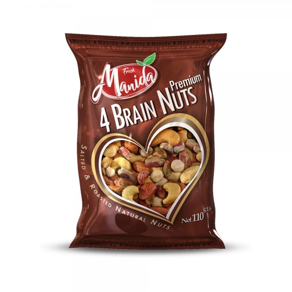 4 Brain Nuts Hazelnut Pistachios Almonds & Cashew Nut 110g Manida