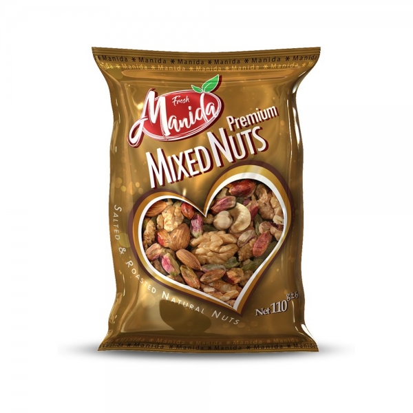 MIXED Nuts Hazelnut Pistachios Almonds Cashewnut Walnut & Raisins 110g Manida