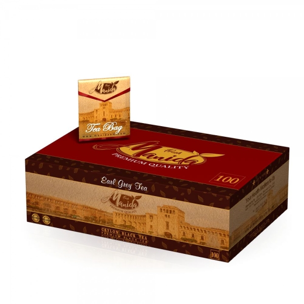 Manida Earl Grey Black Tea - Ceylon Black Tea Box - 100 Tea Bags 200g